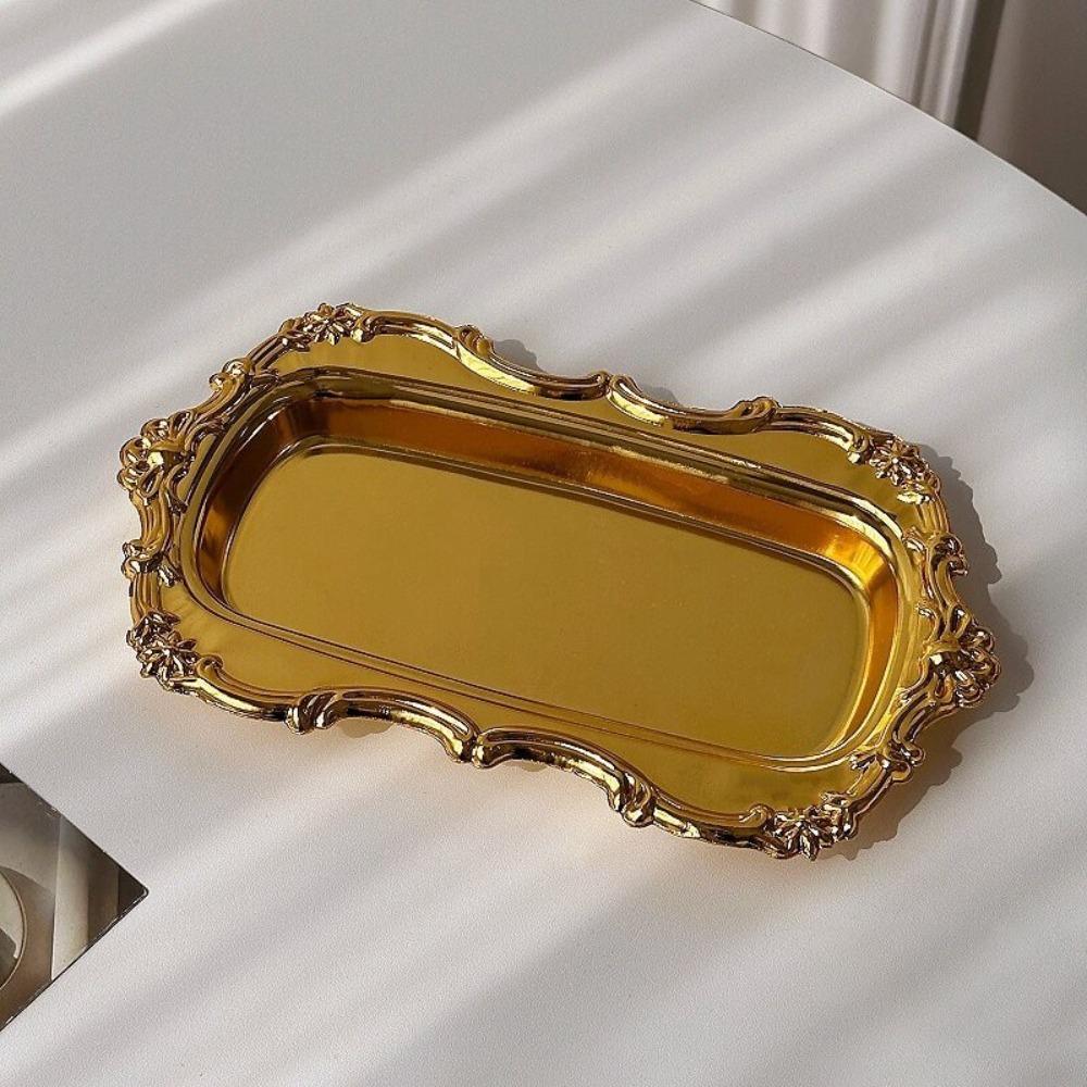 Mirror Face Cake Tray Embossed Jewelry Storage Plate New Dessert Plate  Home Decoration