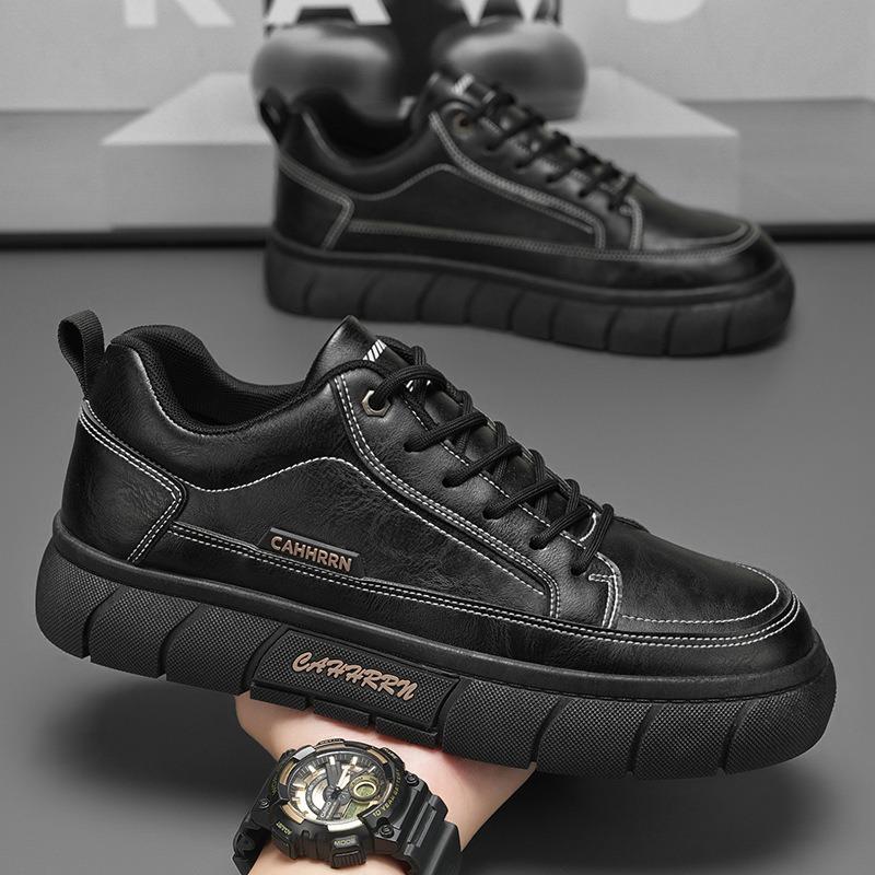Men's Shoes Spring New Breathable Waterproof and Non-slip Shoes Men's Trend Versatile Black Leather Shoes Casual Sports Board Shoes Men's