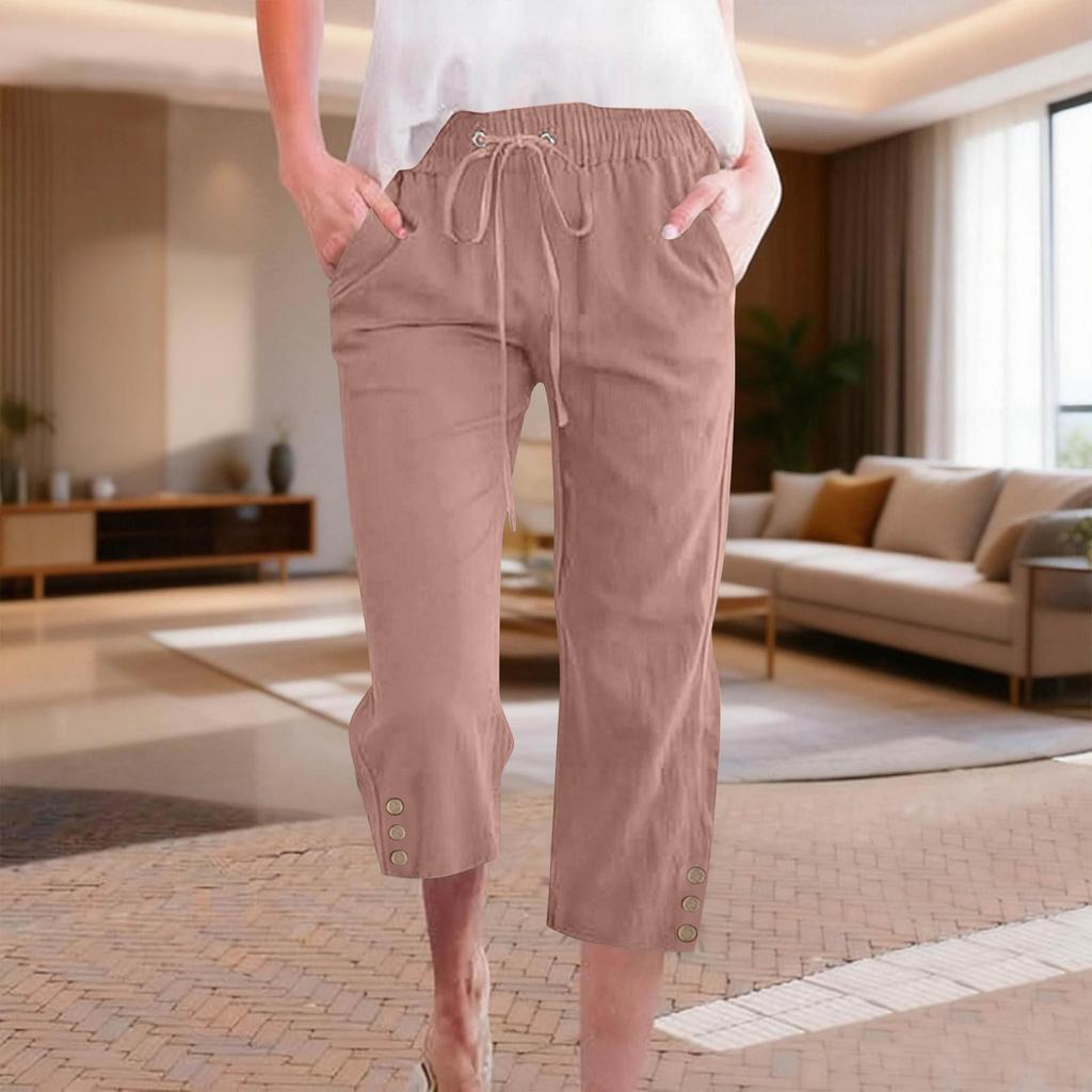 Women's Casual And Fashionable Color Loose Pants With Pocketes