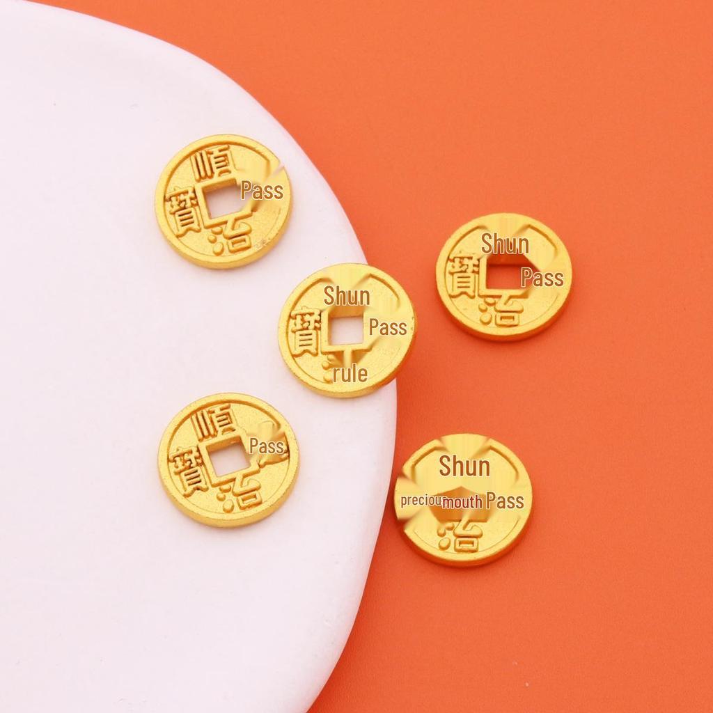 Matte Gold DIY Five Emperors Copper Coins Jewelry: God of Wealth Bracelet, Necklace, and Pendant Accessories
