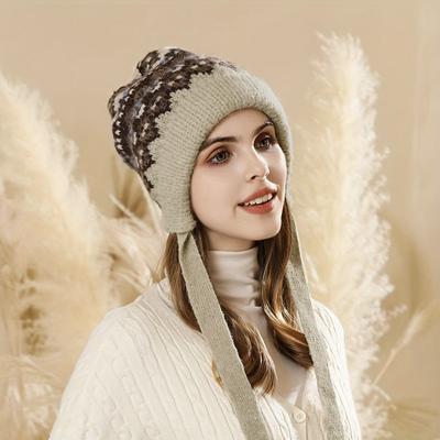 Bonnet Tricoté Chaud avec Protection des Oreilles pour Femme Peut Être Transformé en un Petit Sac