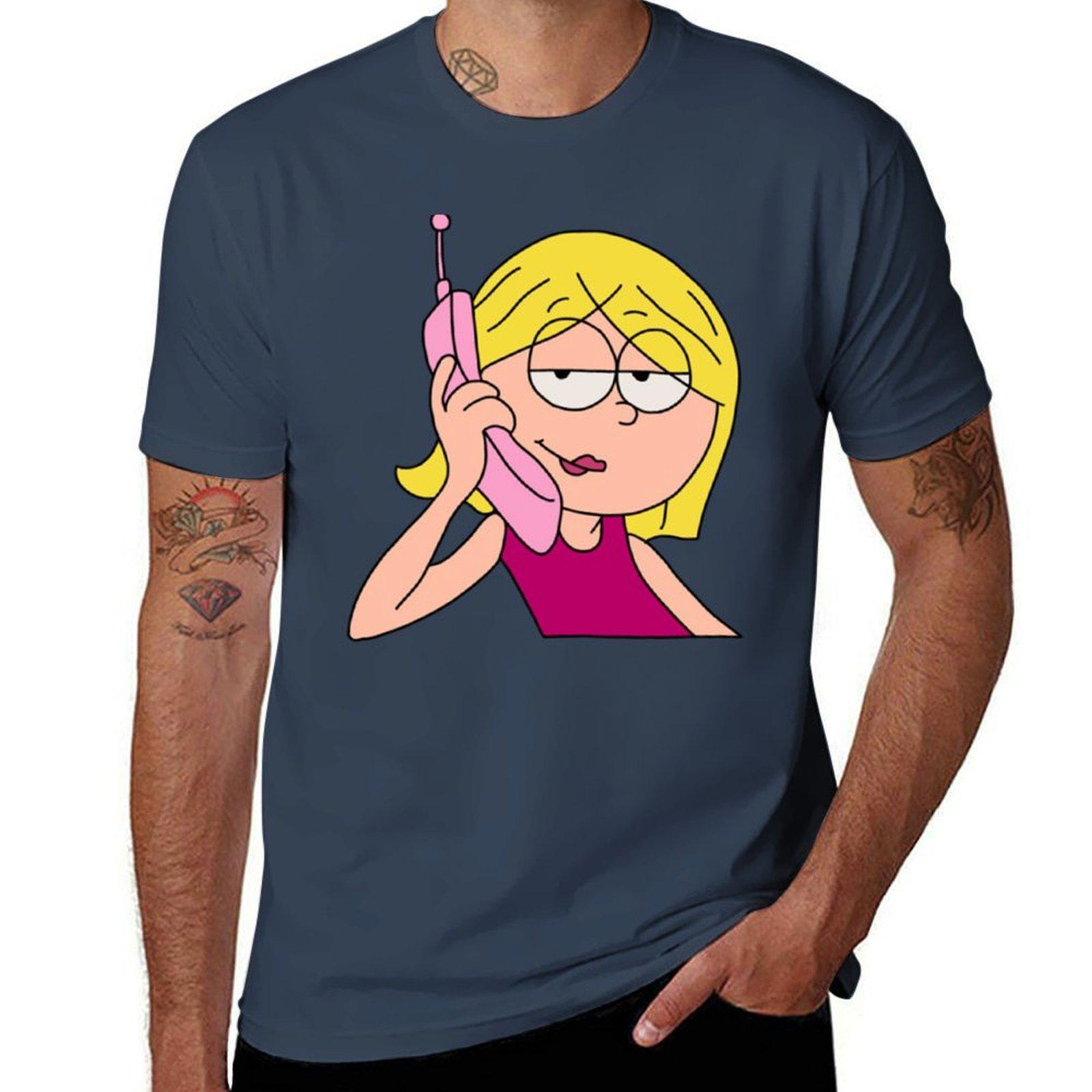 Lizzie Phone Cartoon Tshirt Basic Daily Outfit Short Sleeve Tee S