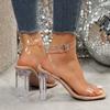 2025Summer Women Crystal Chunky Heel Transparent Sandals Fashion Sexy  High Heels Jelly Sandalias Female Pumps