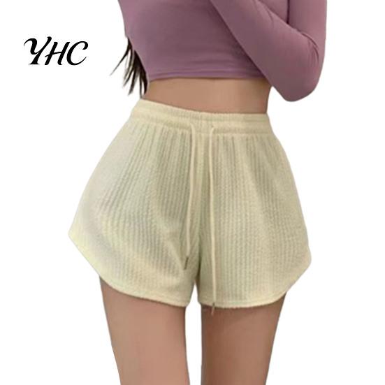 Comfortable Daily Wear Shorts Women Summer Drawstring High Elastic Waist Solid Color A-line Elegant Soft Breathable Thin Loose Beach Sports Jogging