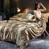 Summer Silk Four-piece Set Solid Color Double-sided Mulberry Silk Quilt Cover Ice Silk Satin Sleeping Naked Summer Bedding