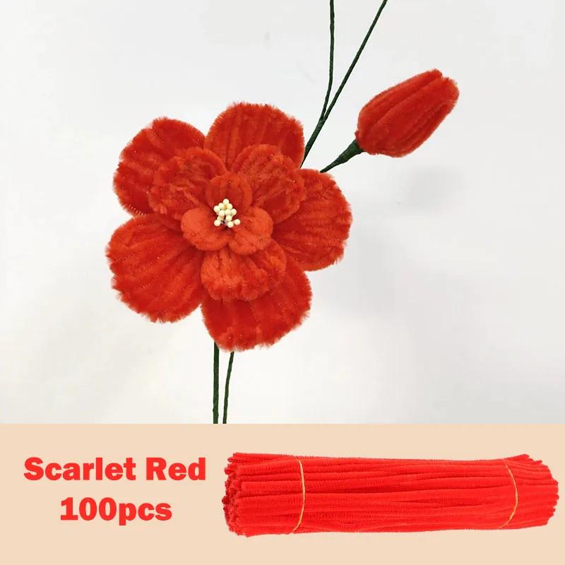 100Pcs Colorful Chenille Stems Pipe Cleaners Plush Tinsel Stem Wired Twist Sticks Hair Strip Diy Craft Educational Toys Handmade
