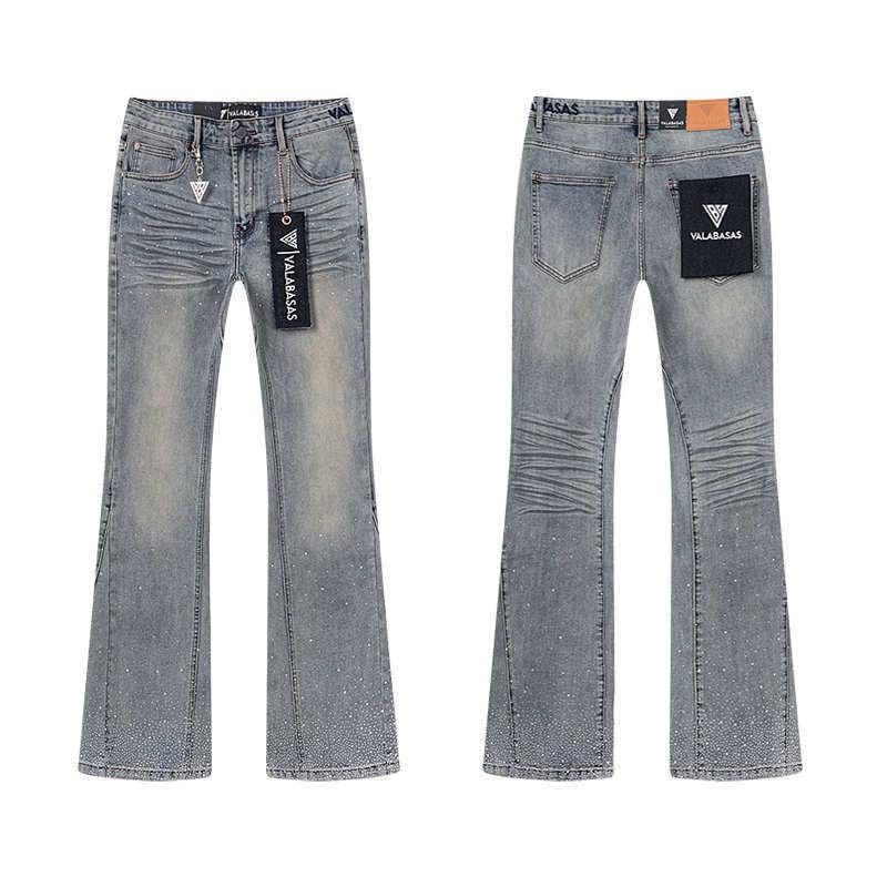 Valabasas Stil '' Retro Distressed Gewaschene Stretch Schlagjeans Herren Damen Streetwear Freizeit Hosen