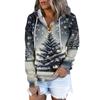Women's Fashion Long Sleeved Christmas Tree Snowflake Printed Hoodie Top