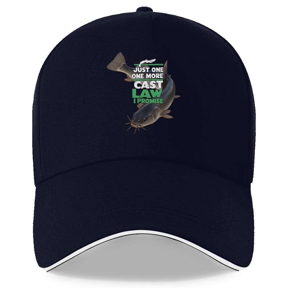 Funny Catfish Fishing Just One More Cast Law Promise Baseball Cap Adjustable Polyester Casual Headwear