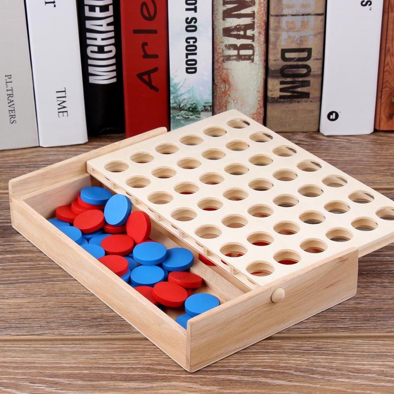 Gioco 3D Quattro in Linea: Giocattolo Educativo Multigiocatore, Scatola di Legno, Multicolore, 0,34 kg