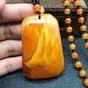 Oude Bijenwas Lange Ketting Modieuze Kippenvet Gele Barnsteen Bijenwas Hanger Waterdruppel Ketting
