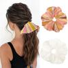 Französisch Weiß Texturiertes Scrunchie Haargummi Dehnbarer Stoff Sanftes Haaraccessoire Für Büro Party Alltag