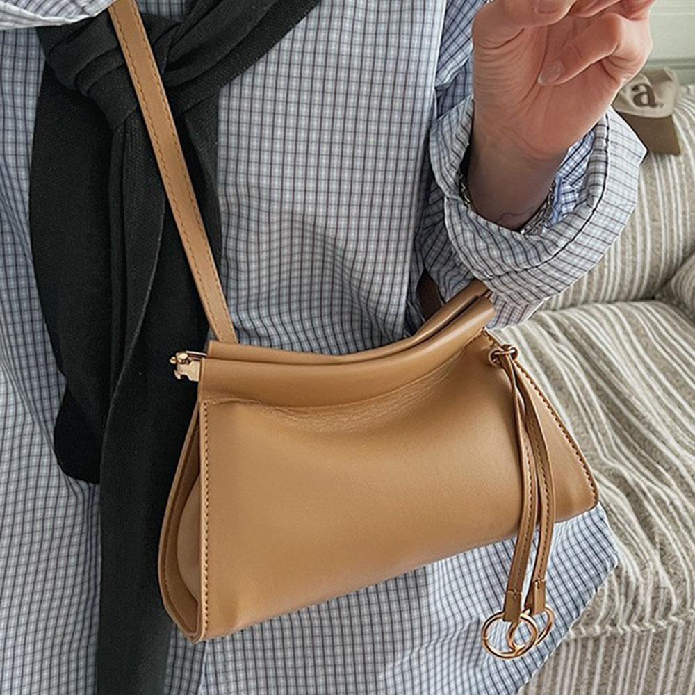 New Solid Color Luxury Women Leather Bag Bright Spring Summer Style High Quality Crossbody Bag Classic Design Underarm Bag