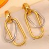 Stainless Steel Metal Double Oval Drop Earrings for Women Fashion Gold Silver Color U Shaped Geometric Earrings Jewelry Gifts