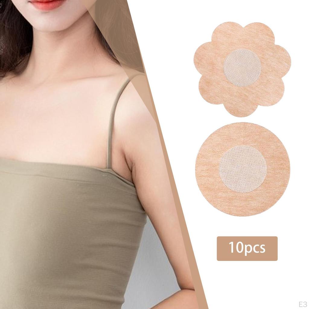 10 Pieces Chest Pasties Comfortable Plum Shaped Non Woven Fabric Underwear Backless Nipple Cover