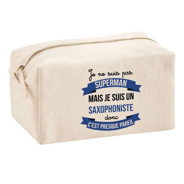 Trousse multifonction Saxophoniste Superman Cadeau Anniversaire Noël Collègue Départ Retraite | Trousse Scolaire Fournitures Bureau