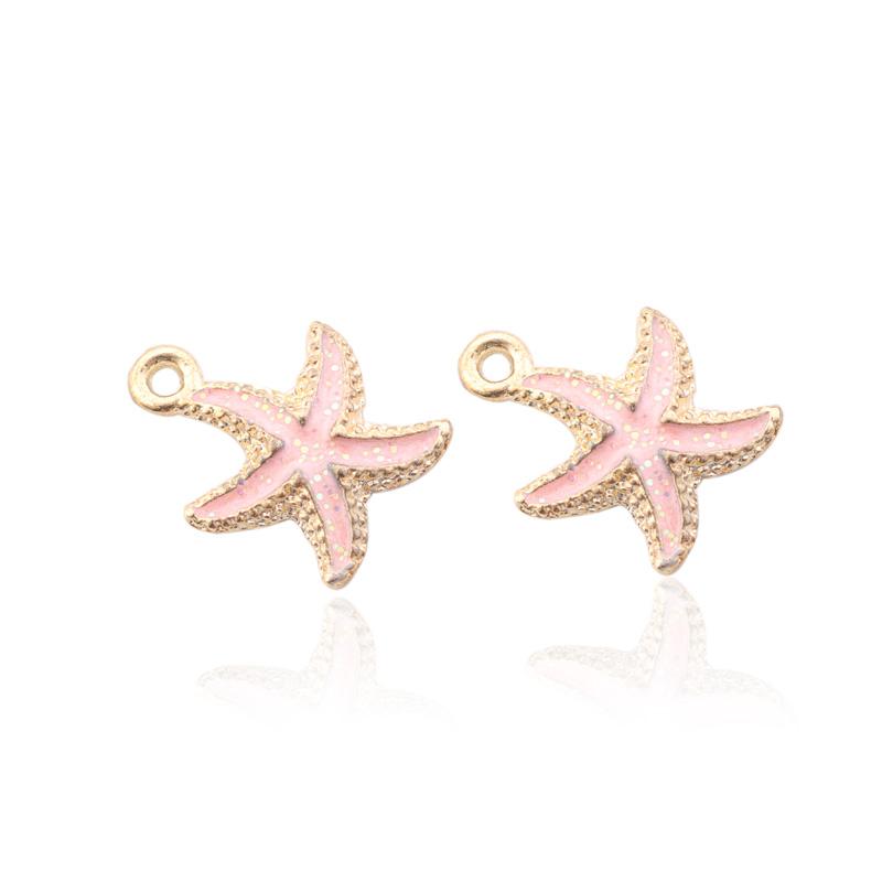 10pcs/Lot Alloy Ocean Starfish Charms Enamel Drip Oil Shell Pendants for Jewelry Making DIY Bracelet Necklace Craft Accessories