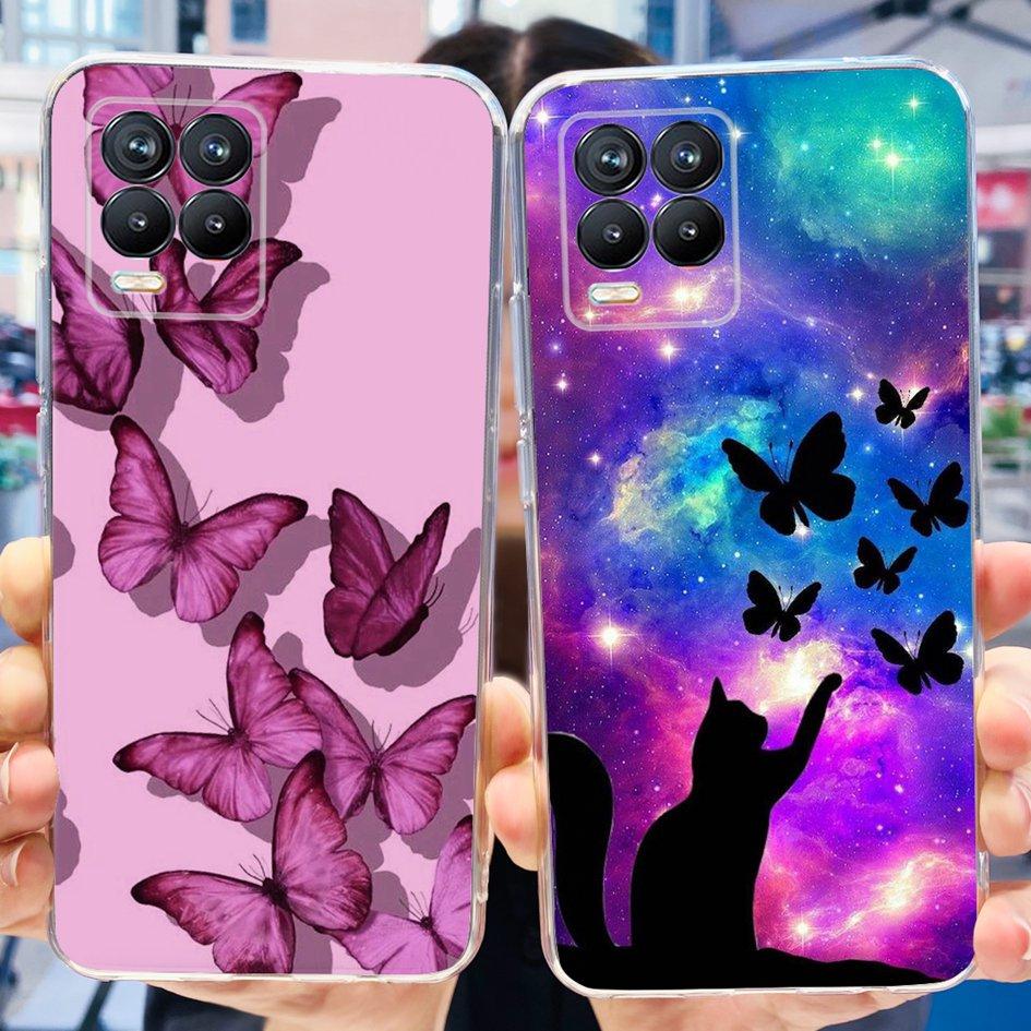 For Realme 8 Pro Case Fashion Flower Love Heart Soft Silicone Clear Cover For Realme 8 5G RMX3241 Funda on Realme8 RMX3085 Coque