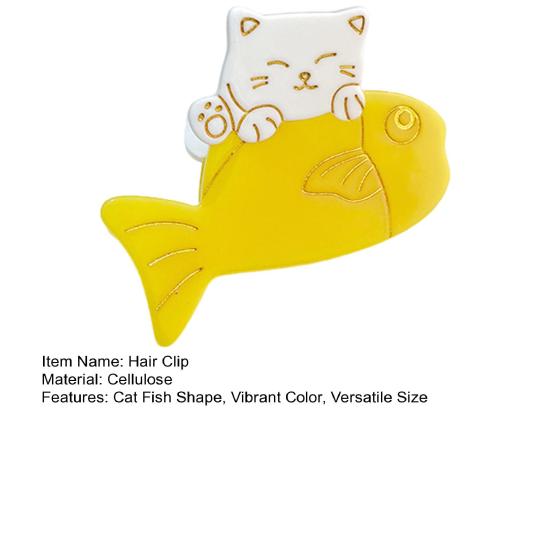 Girl Hair Clip Cartoon Cat Fish Shape Hair Claw Anti-slip Teeth Back Head Shower Hair Clip Hair Accessories
