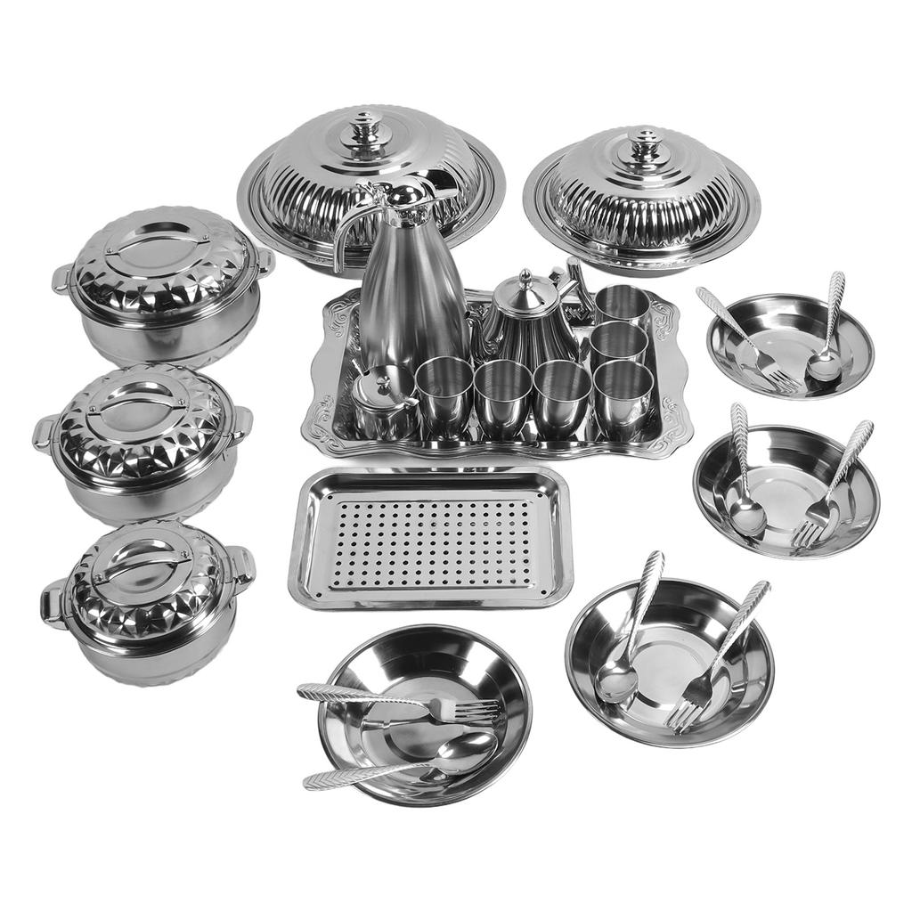 28-teiliges Edelstahl-Kochgeschirr-Set, verdicktes Multifunktions-Küchenkochgeschirr, Töpfe und Pfannen