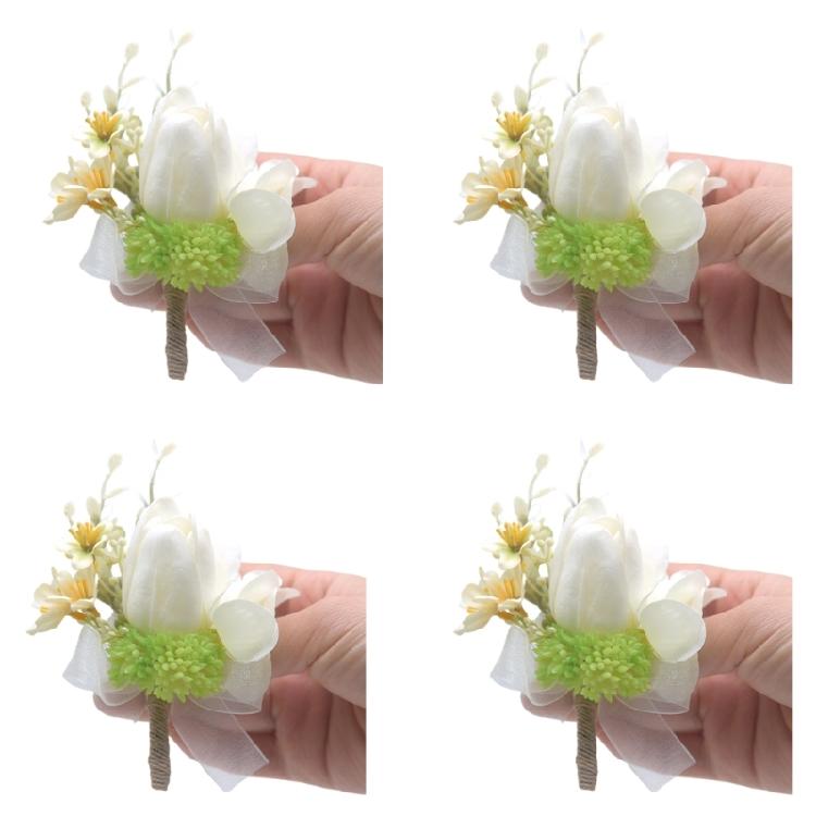 4Pieces Bride and Groom Boutonniere Wedding Dress Corsage Decorations Proms Suit Decorations for Wedding Ceremony