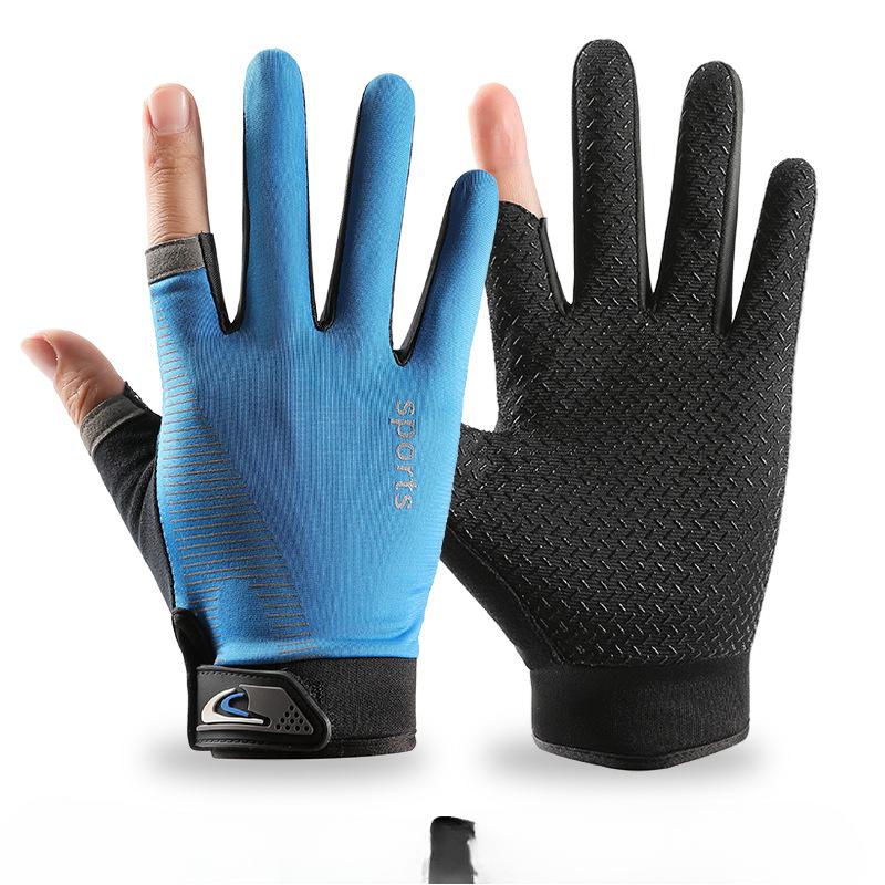 Two-finger Fishing Gloves Ice Silk Sun Protection Non slip Cycling Elastic Quick Drying Driving Cycling Sun Protection Gloves Men