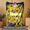 Custom Name Personalized Saint Seiya Print Blanket, Home Decor, Bedroom, Sofa, Camping, Couch, Gifts for Birthday Christmas