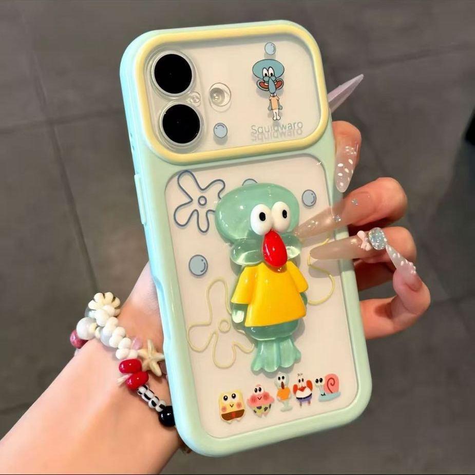 Stereoscopic cartoon SpongeBob SquarePants Apple 11promax mobile phone case iPhone11Pro/11plus all-inclusive starry sky