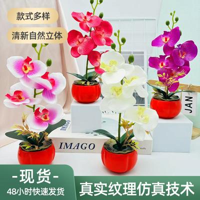 Quatre POTS de Phalaenopsis Kaki, BonsaïFleurs Artificielles Plantes en Pot et Plantes Vertes Pour Décorer l'Intérieur de Votre Maison