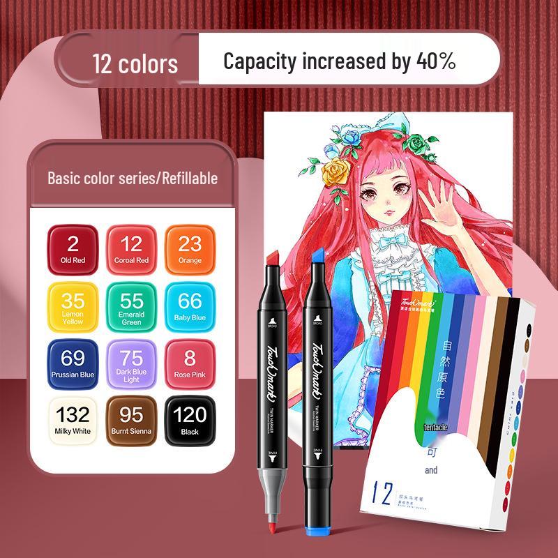 Touchmark 168-Color Alcohol-Based Marker Set with Durable Tips for Students