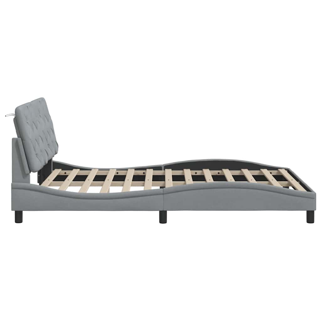 LED Bed Frame without Mattress Light Grey 140x200 cm Fabric