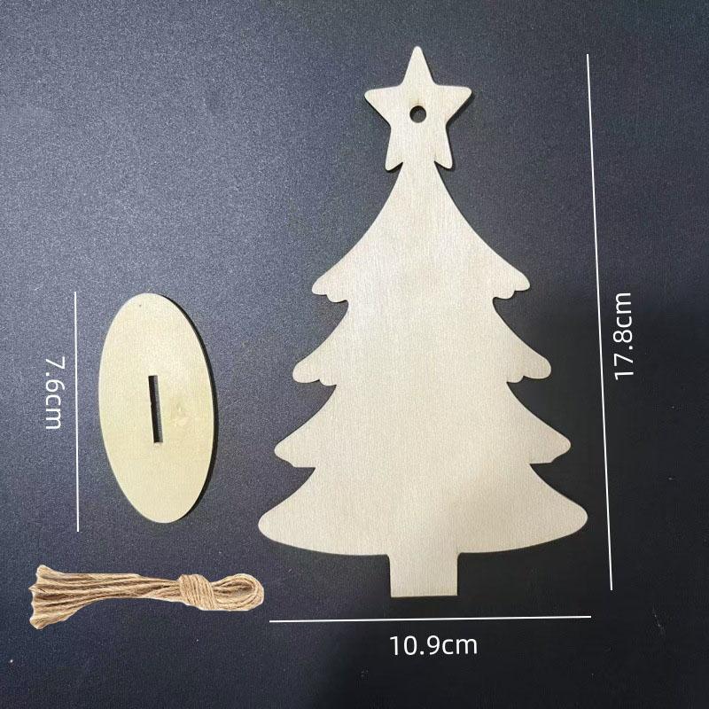 10Pcs Unfinished Wooden Christmas Ornaments Wood DIY Blank Christmas Tree Table Sign Hanging Ornament with String Base