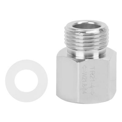 CO2 Tank Cylinder Adapter Konverter Silver Hona Gänga TR21-4 till Hane Gänga W21.8-14