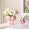 Ceramic Hand-held Flower Vase Desk Decoration Flowers Arrangement Artificial Flower Decorative Floral Vases Room Aesthetic Decor