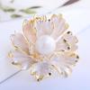 Peony Corsage Pin Brooch for Women Adorned with Rhinestones and Imitation Pearls Perfect for Wedding Party Office