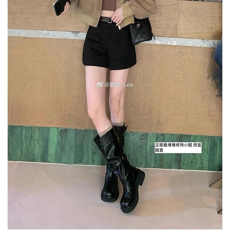 Grape Mother Has the Same Style, with a Height Increase of 5cm~ Round Head, Thick Sole, Thick Heel, Genuine Leather, Medium and High Boots, S