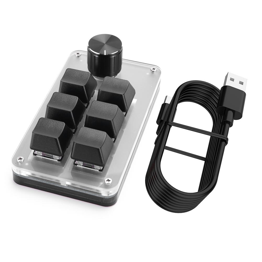 6 Key 1 Knob One Handed Mechanical Gaming Keyboard Hotswap RGB Mini Mechanical BT Keyboard Mechanical Macropad for Office Gaming