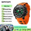 Sanda Men's Multifunctional Waterproof Sport Watch with Dual Time Display