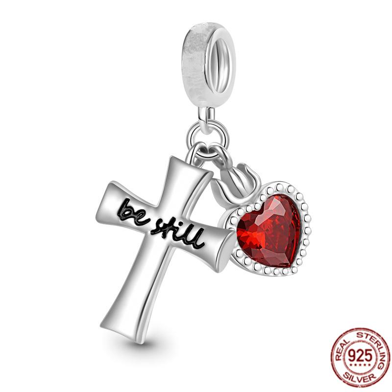 Red Series S925 Sterling Silver Sparkling Hearts Hot Air Balloon Rose Dangle Charm Bead Fit Original  Bracelet DIY Jewelry