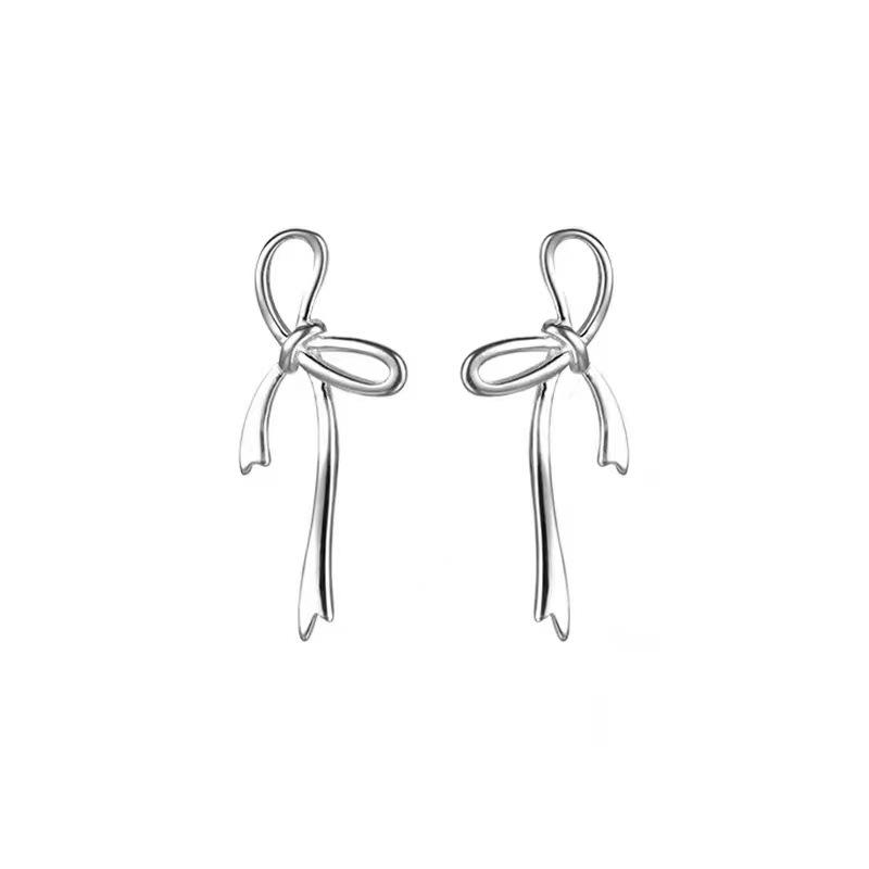 Серьги-бантики Женские S Серебряная игла Милые Нежные Серьги Нишевый Дизайн Серьги