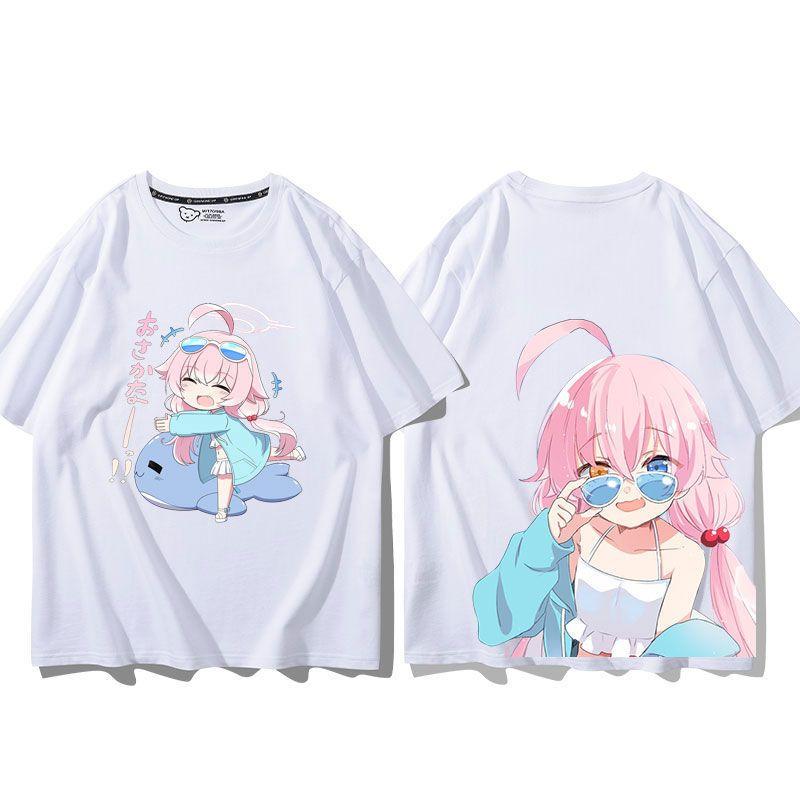 Anime Cosplay Blue Archive Azusa Fashion T-shirt Summer Shirt Fans Short Sleeves Man Girl Clothes Tees Gift Pure Cotton Tops
