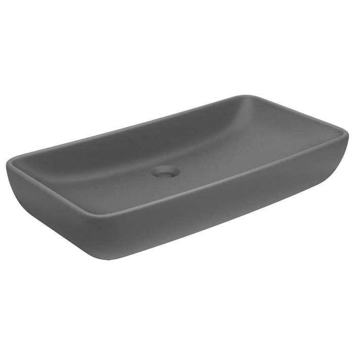 VidaXL Luxury Rectangular Washbasin Countertop Washbasin Toilet Hand Basin Bathroom Cosmetic Room Home Grey 146961