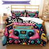 3PC Custom Name 80s Retro Party Vibes Bedding Set Printed  Bedding Set Duvet Cover Closure Includes 1 Duvet Cover & 320 Pillowcases for Bedroom