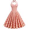 Vintage-style British-inspired V-neck, Figure-flattering, Tie-neck, Flared Midi Dress