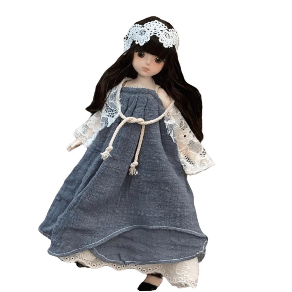 Lange Haare 30cm Bjd Puppe mit Kleidung Attraktive Augen Prinzessinnen-Make-up Kugelgelenkpuppe Geburtstagsgeschenk