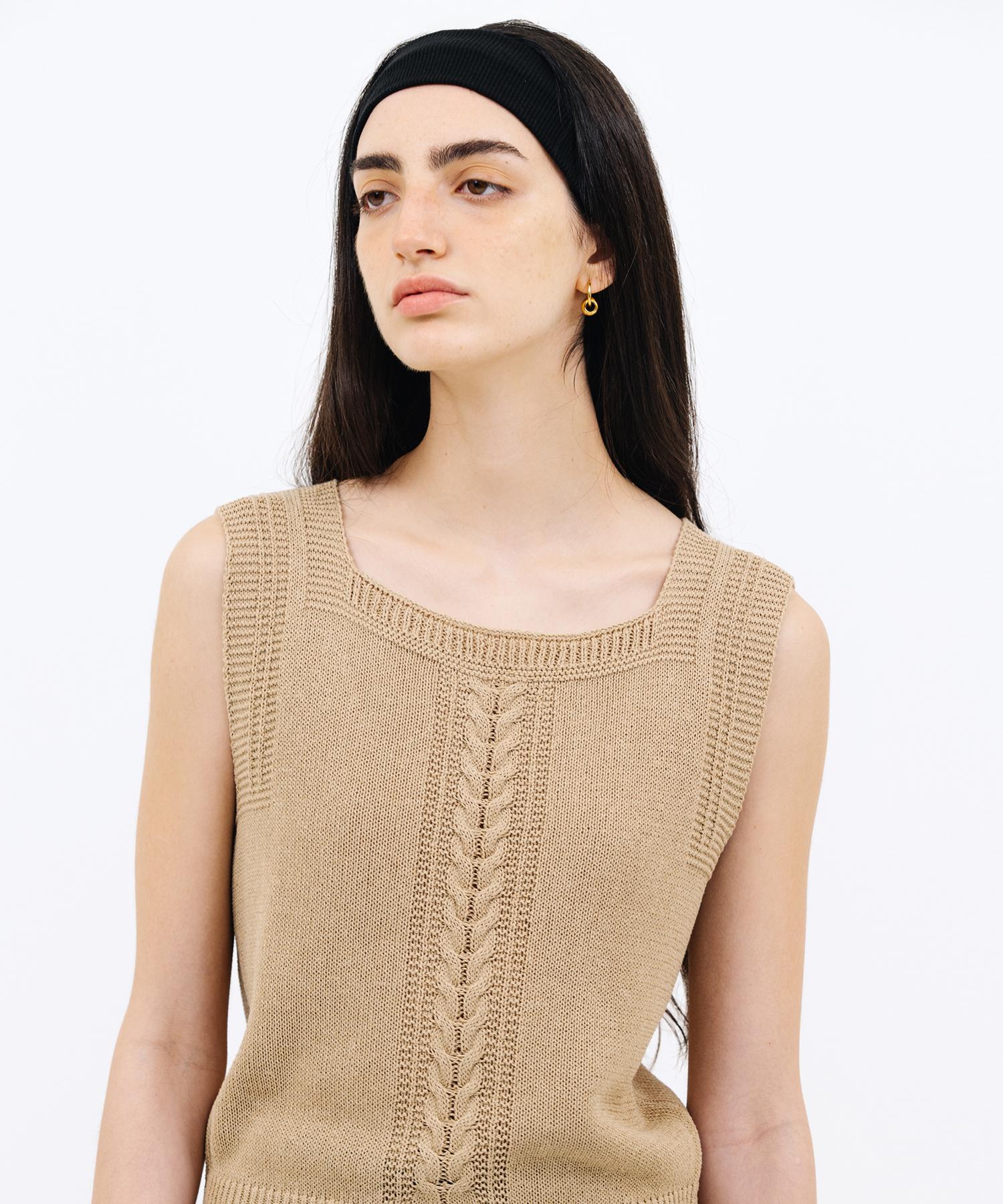Jun By Jun K Cable Sleeveless Knit_Beige F