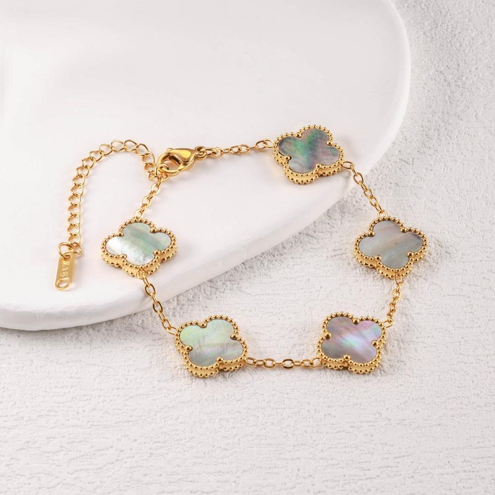 15-миллиметровый браслет  Четырехлистник  для женщин, двусторонний, роскошный и изысканный, модный браслет 18k