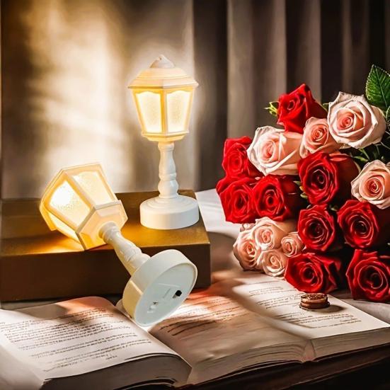 LED noční světlo jemná teplá záře bez blikání na baterie retro styl LED stolní lampa noční světlo dekorace