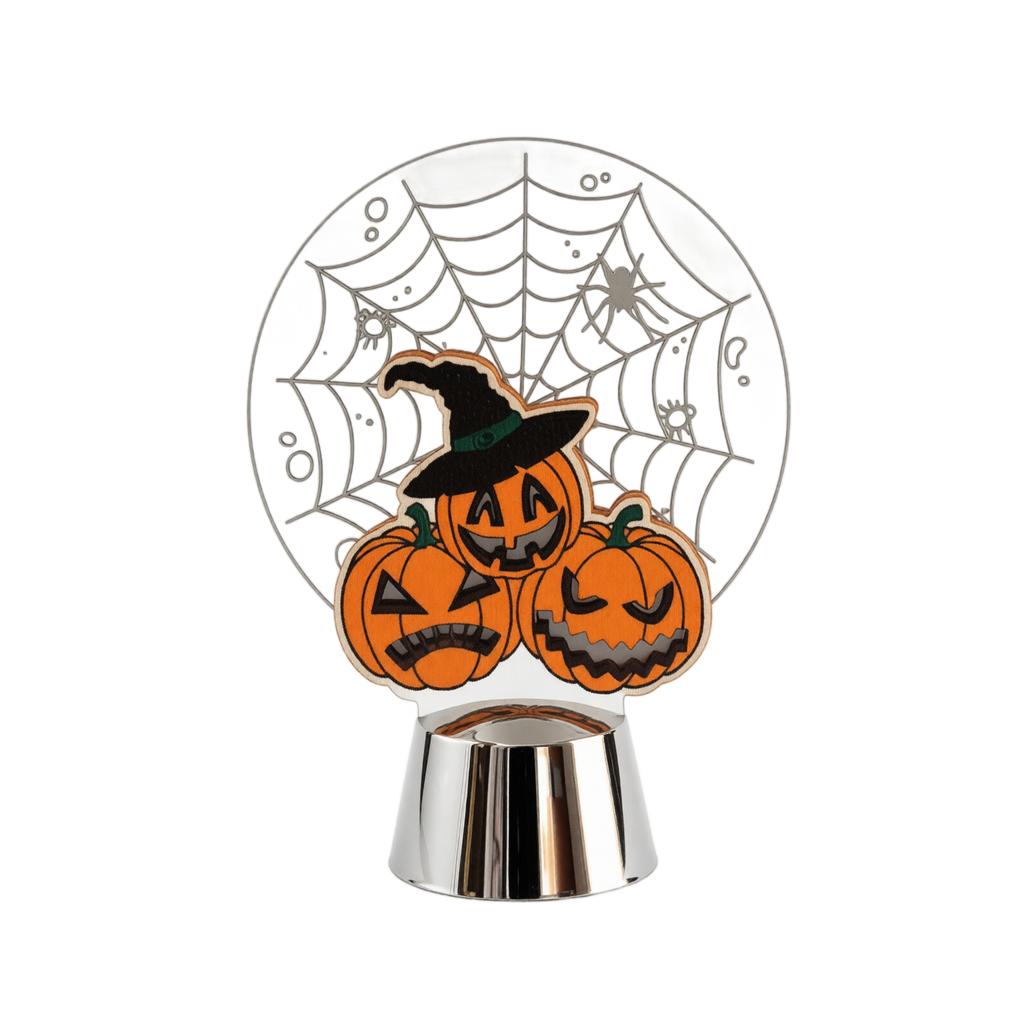 Halloween Pumpkin Lamp Decoration Creative Atmosphere Prop with Spider Web and Witch Hat Design for Indoor Tabletop Display