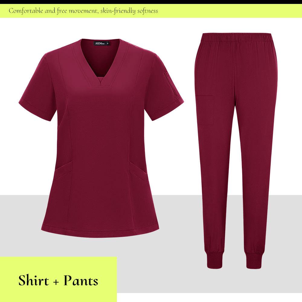 Dziecięcy Szpital Szybkoschnący Strój Pielęgniarski z Dekoltem w Serek - Zestaw Dwuczęściowy z Krótkim Rękawem